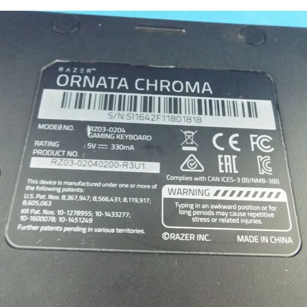 Razer Ornata Chroma RGB Gaming Keyboard RZ03-0204 Wired USB – Tested